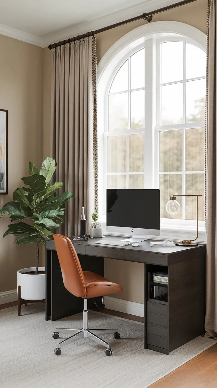 Maximize your space and style with this ingenious small space home office.  A living room study table featuring a compact office workstation and hideaway computer desk cleverly conceals the monitor, creating a seamless blend of work and living. This unique workstation design, perfect for small space workstation needs, offers wall desk ideas for maximizing efficiency.  DIY home office small spaces have never looked so chic.