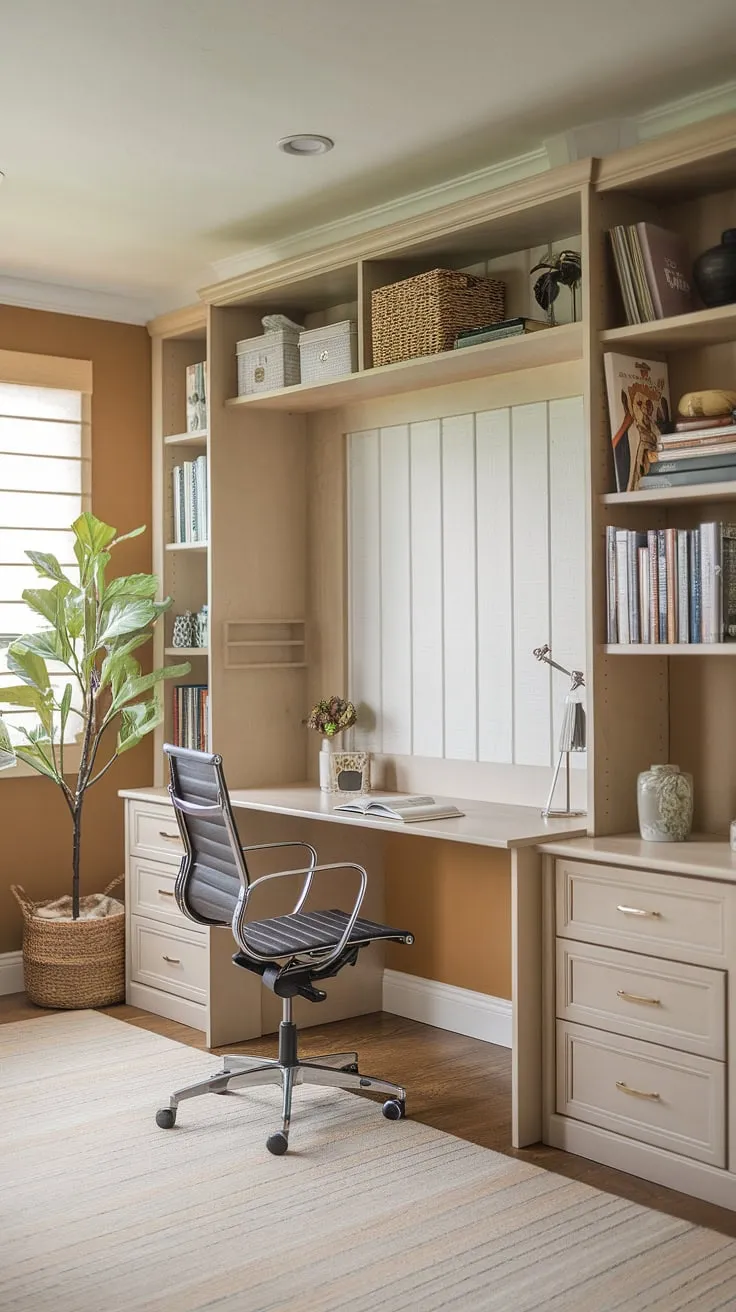 Need a productive workspace that also accommodates overnight visitors? This guest bedroom home office, featuring a Murphy bed office solution, is the perfect blend of functionality and style.  A guest room office, or an office guest room—it's the ultimate multi-purpose space. Be our guest and experience the convenience.