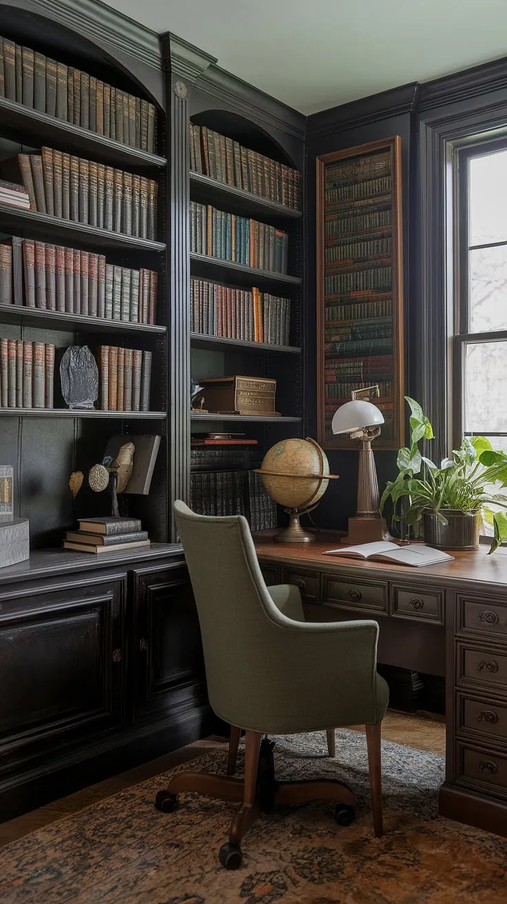 Sunlight streams through the window, illuminating a haven of dark wood and leather. A vintage globe sits silently, a reminder of worlds unexplored, while the carefully curated bookshelves promise countless adventures within their pages. This is more than just an office; it's a sanctuary of learning, a testament to the enduring power of knowledge and the beauty of a thoughtfully crafted space. A place where ideas take flight.