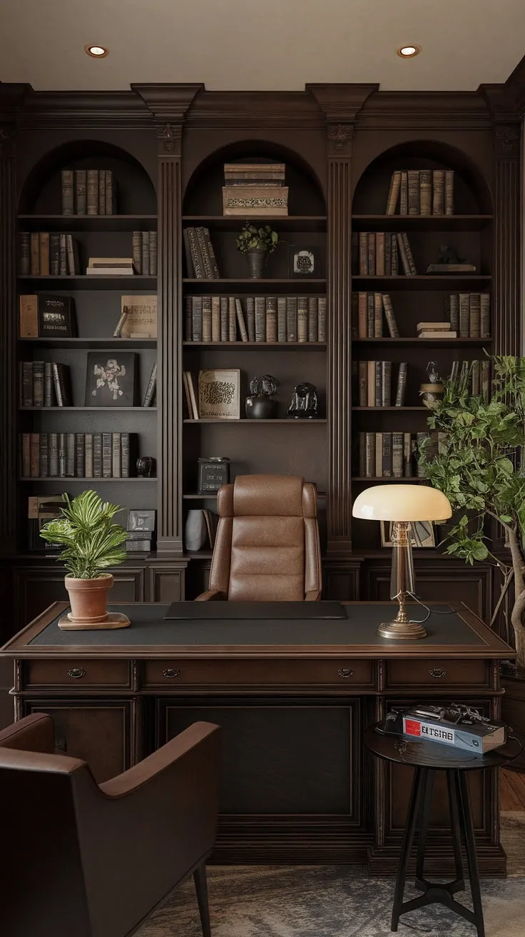 Where vintage charm meets modern productivity. This study blends the warmth of old-world craftsmanship with the sleek lines of contemporary design, creating a space as inspiring as it is comfortable. The carefully curated collection of books and artifacts speaks to a life well-lived, while subtle gaming accents add a playful touch. A sanctuary for both focused work and quiet contemplation.