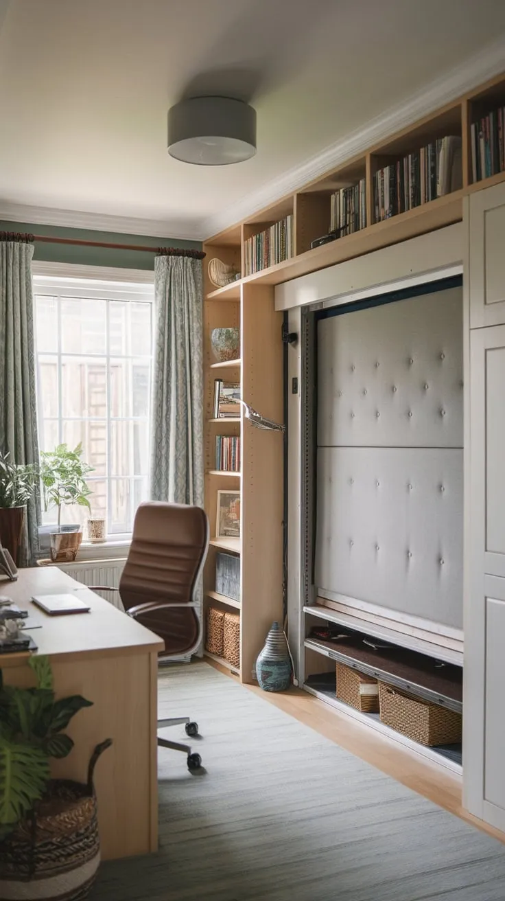 Transform your space with a home office featuring a Murphy bed, seamlessly blending work and rest in a cozy, efficient design