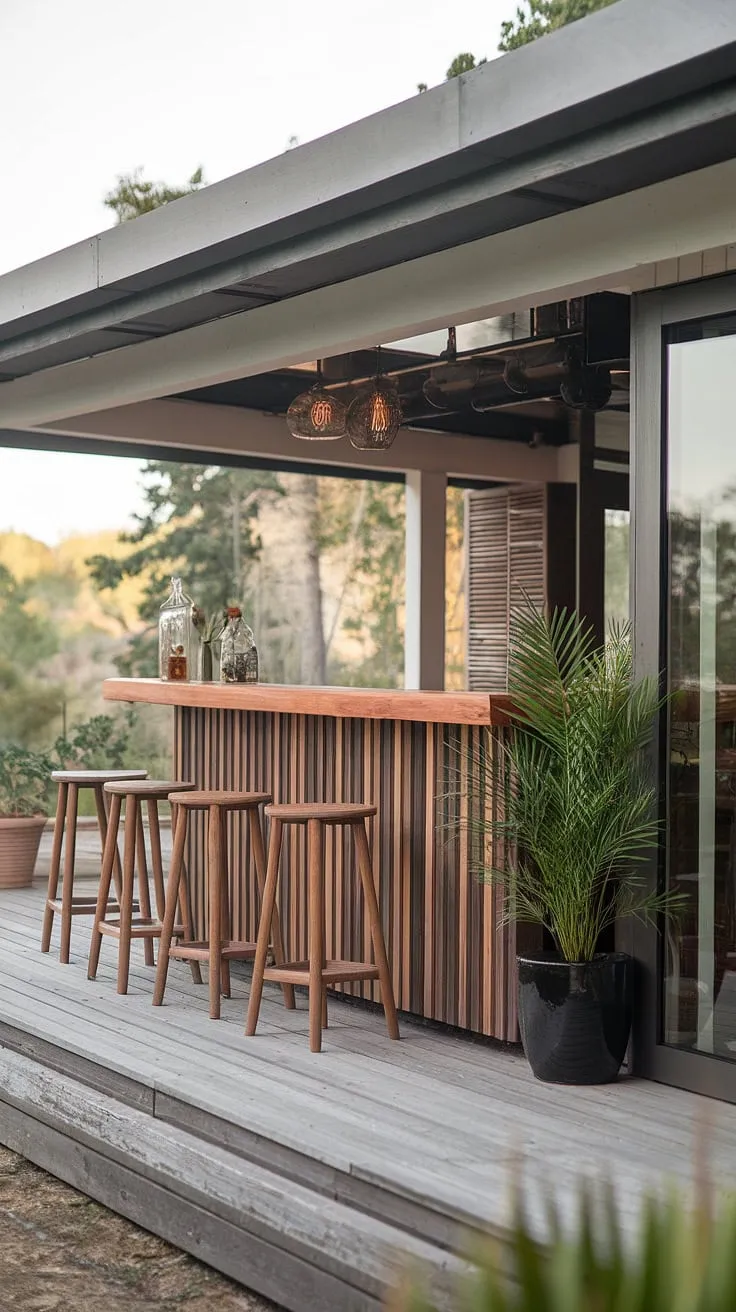 Escape to your own private oasis with this stunning home terrace bar. The perfect blend of modern outdoor bar and outdoor bar design, it's ideal for creating unforgettable moments in your outdoor living spaces. Explore terrace decor and terrace bar ideas for your own covered outdoor kitchens, and elevate your outdoor entertaining.