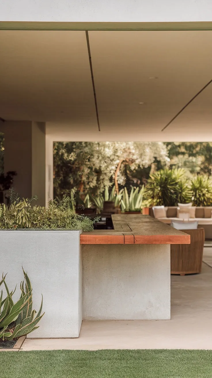 Unwind in style at your own private oasis. This home terrace bar, a masterpiece of modern outdoor bar design, seamlessly blends into the lush outdoor living spaces, offering endless terrace bar ideas for outdoor entertaining. Covered outdoor kitchens and home bar design elevate this rooftop bar design to the next level.