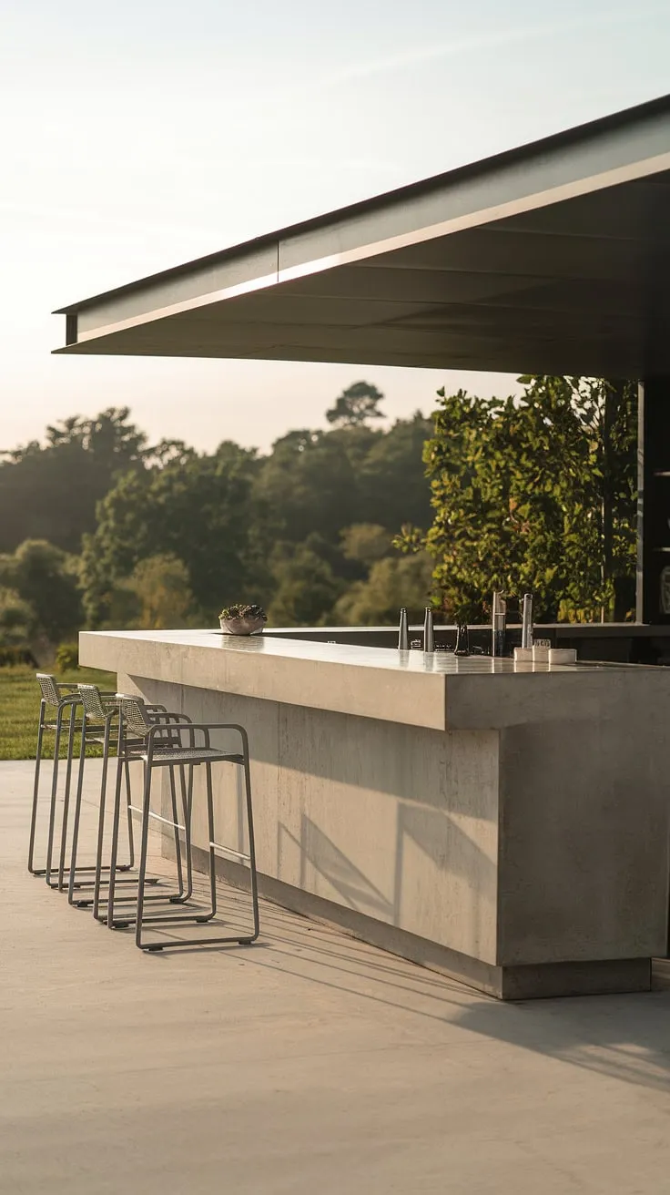 This home terrace bar redefines outdoor entertaining. Rooftop bar design inspiration meets covered outdoor kitchens and stunning terrace decor. Explore the possibilities of modern outdoor bar design and home bar design in your own outdoor living spaces.