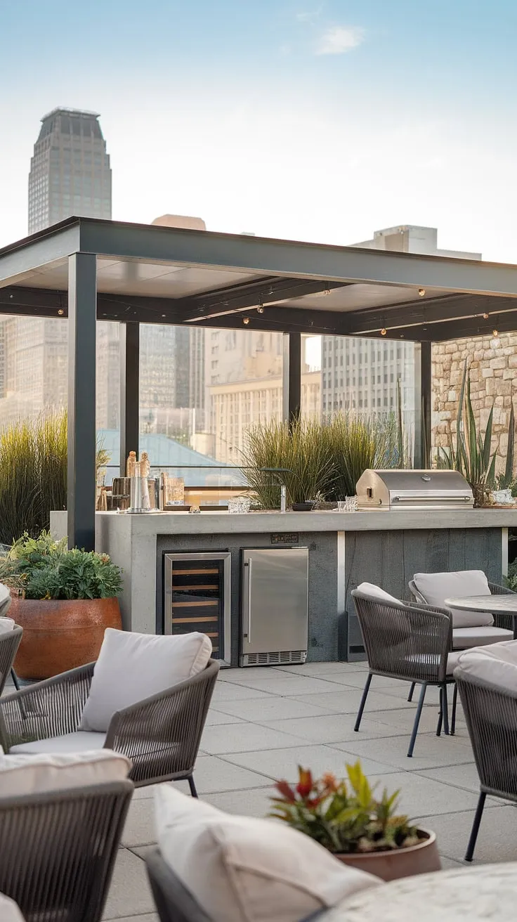 Unwind in style at your own private home terrace bar. This modern outdoor bar, complete with covered outdoor kitchens and sleek design, offers the perfect setting for outdoor entertaining and sophisticated terrace decor. Endless terrace bar ideas for your outdoor living spaces.