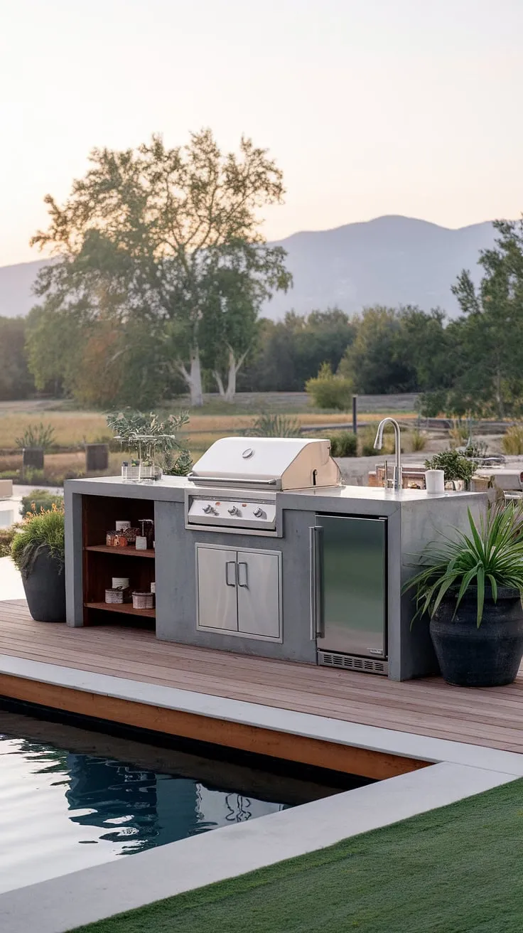 Escape to your own private oasis with this breathtaking rooftop bar design. This home bar design seamlessly blends indoor and outdoor living, making it ideal for outdoor bar design and terrace decor. Explore more outdoor entertaining possibilities with this inspiring home terrace bar.