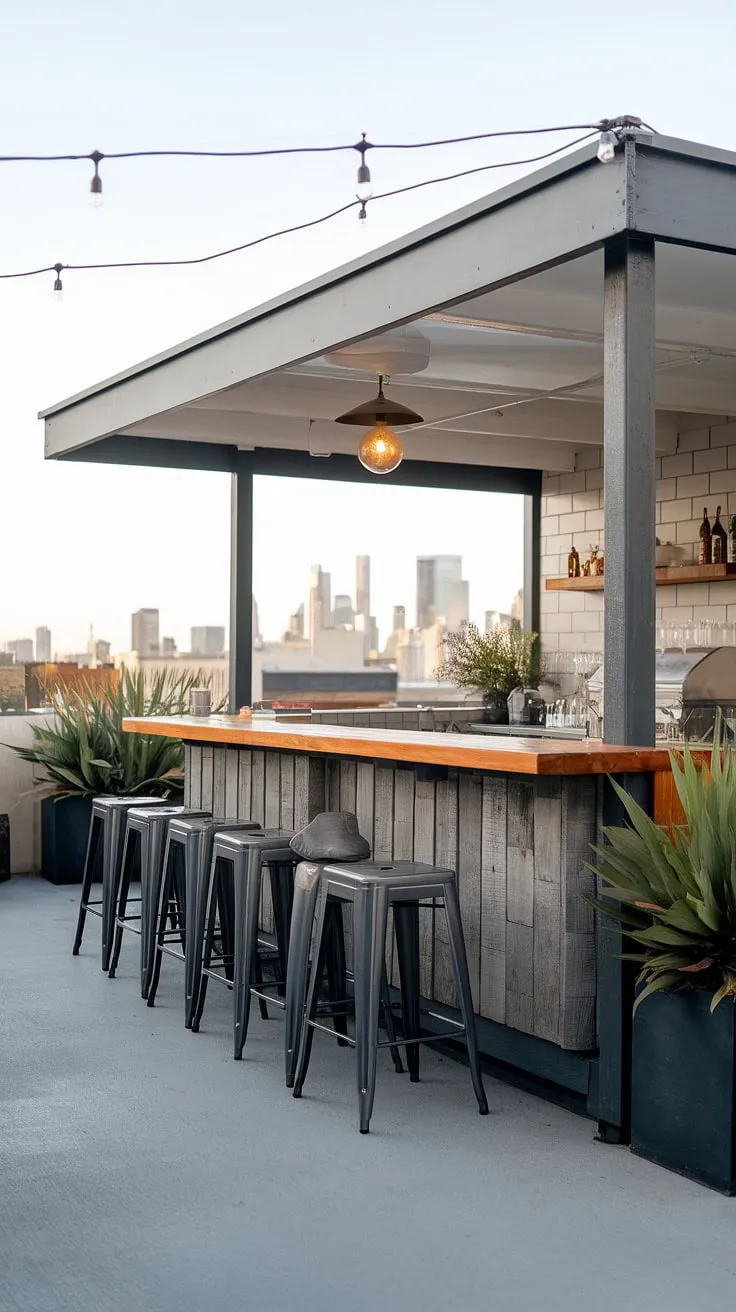 This home terrace bar elevates outdoor living spaces. The modern outdoor bar, complete with covered outdoor kitchens, offers the ultimate in outdoor bar design and terrace decor. Perfect for home bar design and inspiring terrace bar ideas.