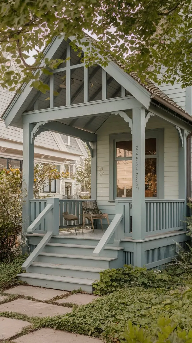 Lush Greenery Surrounds This Inviting Porch Retreat