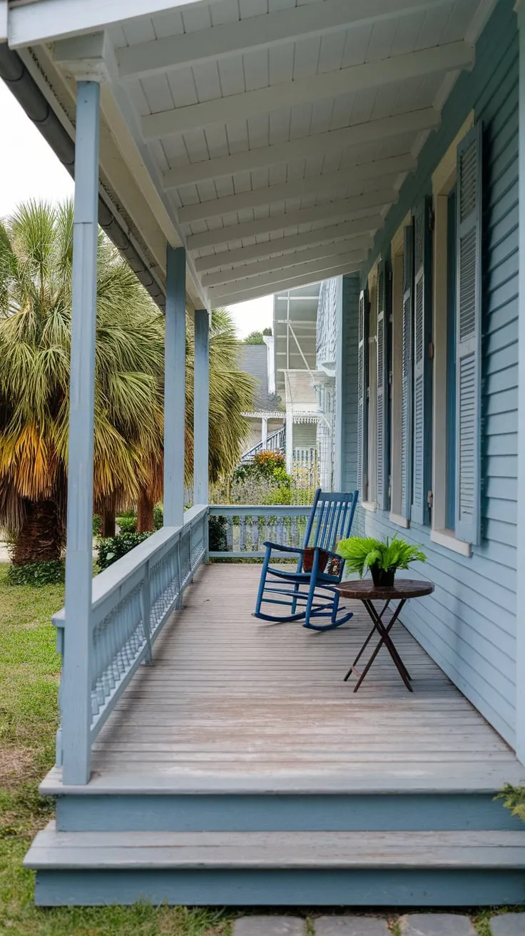 Charming Blue House with a Cozy Front Porch