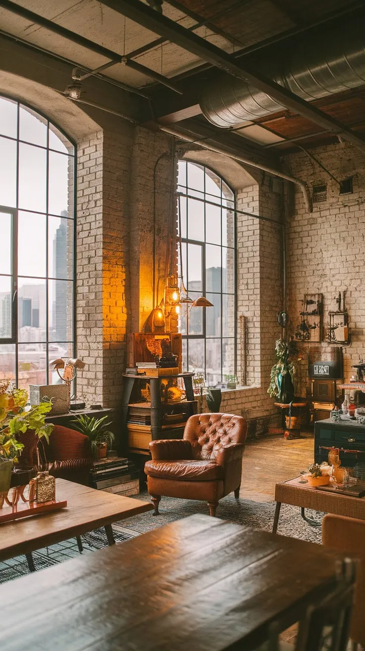 This industrial apartment, a true gem among industrial lofts, boasts the spaciousness of a loft apartment with the inviting warmth of a cozy loft apartment.