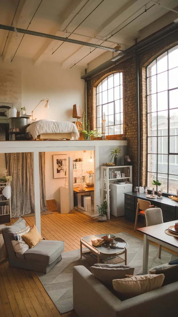 Raw industrial beams meet cozy comfort in this stunning loft apartment; the perfect blend of soft loft aesthetics and urban grit.