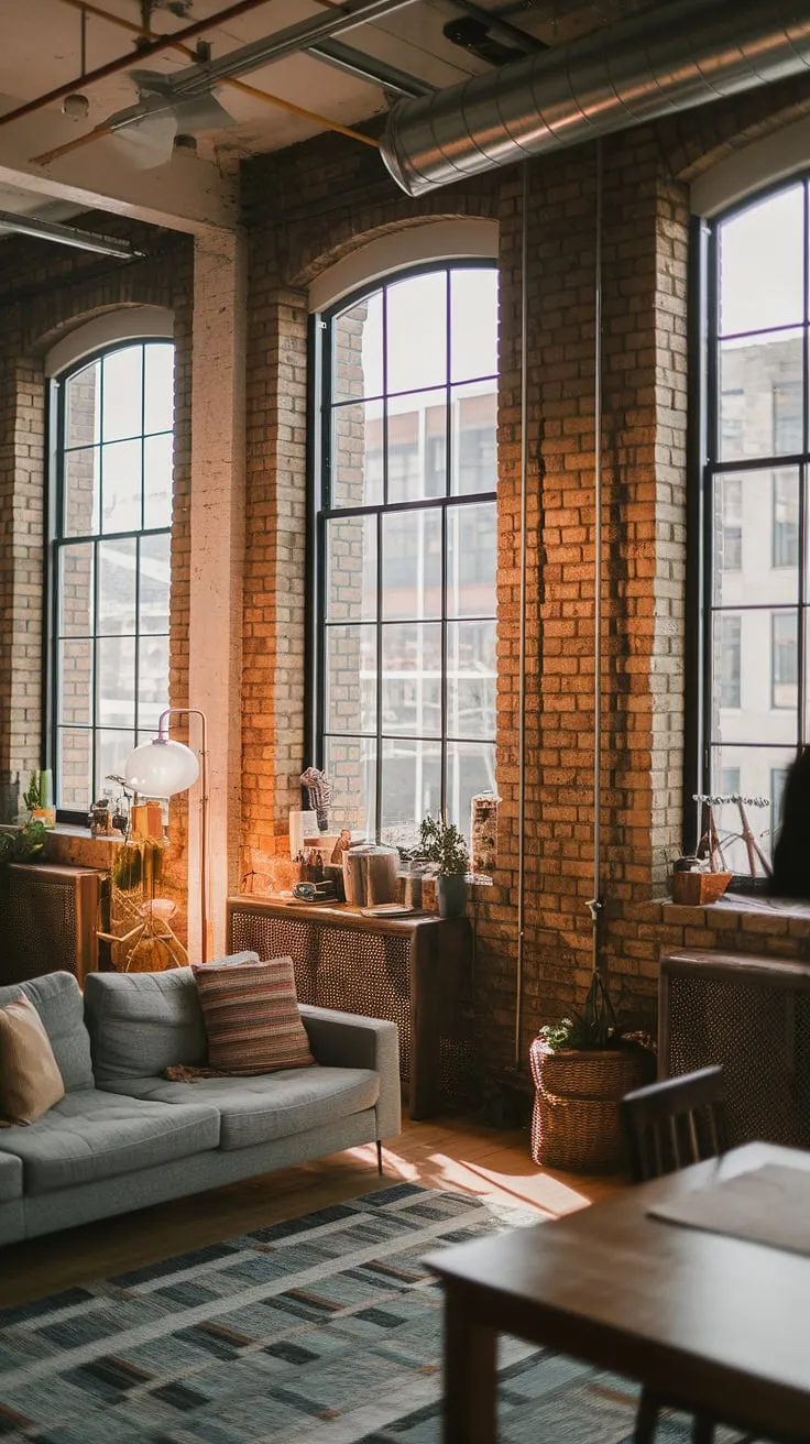 Raw industrial beams meet cozy comfort in this stunning loft apartment; the perfect blend of soft loft aesthetics and urban grit.
