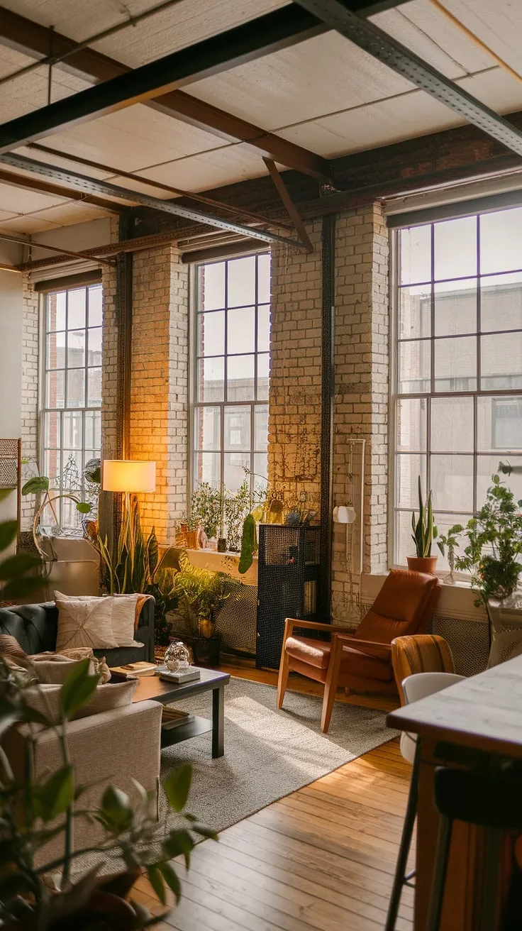 The raw industrial bones of this loft apartment are softened by carefully curated textures, creating a cozy loft apartment that's both stylish and surprisingly intimate.  This soft loft is a testament to the beauty of blending contrasting aesthetics.