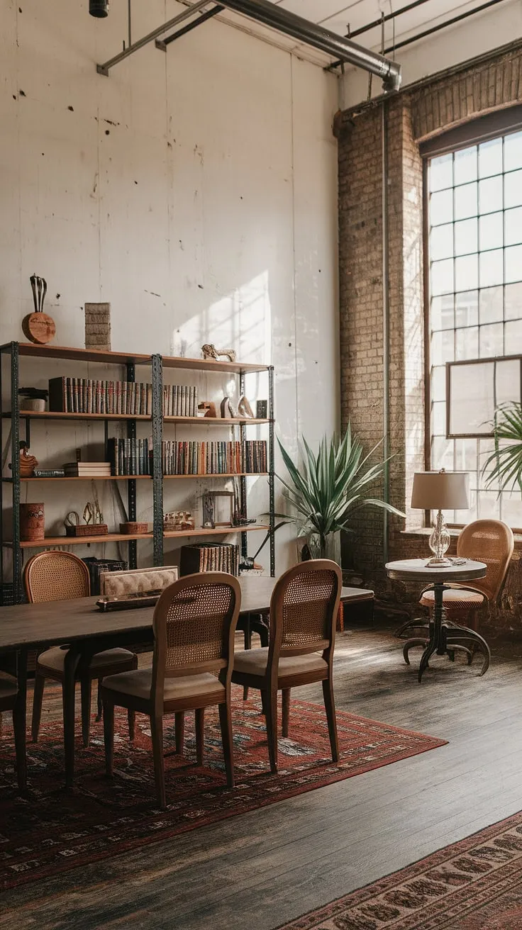 This industrial boho living room effortlessly blends raw industrial elements with warm, earthy tones.  The result? An industrial modern living room decor that's both stylish and inviting, offering a perfect blend of industrial home decor and vintage charm.  It's the ultimate industrial apartment inspiration, showcasing how a light industrial living room can feel incredibly cozy and lived-in.  This industrial apartment interior proves that industrial vintage decor doesn't have to be cold; it can be surprisingly earthy and welcoming.