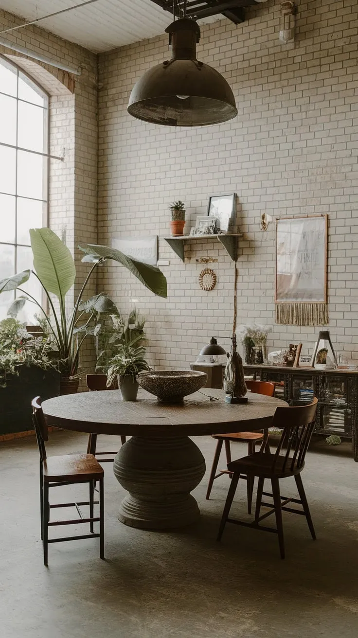 This industrial earthy living room showcases the beauty of blending contrasting styles.  Industrial apartment inspiration shines through in the exposed brick and metal accents, while the warm wood and plush textiles soften the industrial aesthetic.  The result is a unique and captivating industrial modern living room decor, a testament to the versatility of industrial home decor in creating a comfortable and stylish industrial apartment interior.