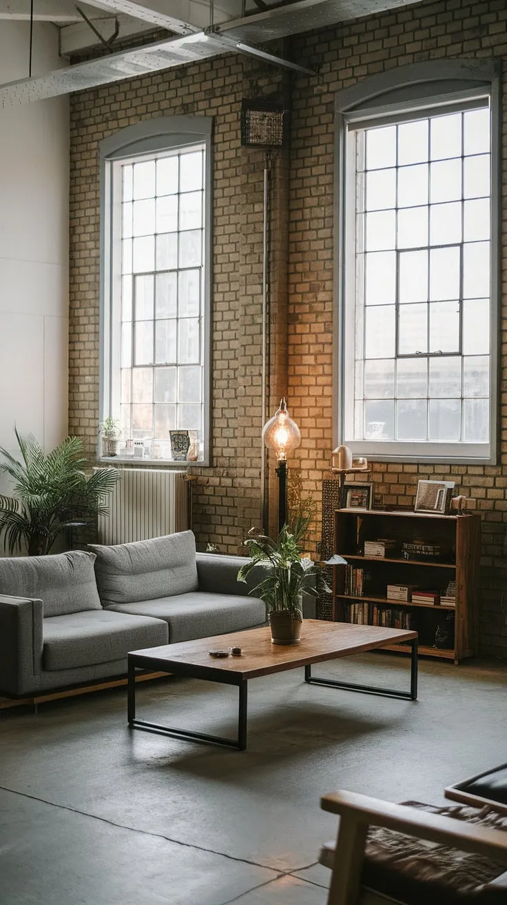 This modern urban apartment showcases a stunning blend of industrial and Japandi aesthetics.  The neo-industrial interior, with its carefully curated industrial living room design, offers a unique take on industrial living room ideas, creating an industrial contemporary living room that's both stylish and functional.  The industrial concept interior is flawlessly executed.