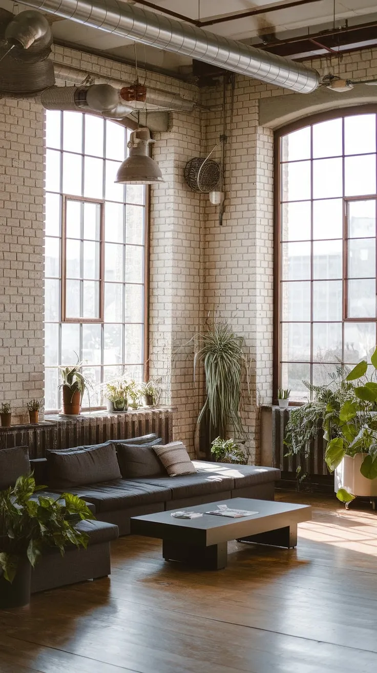 This modern urban apartment showcases a stunning blend of industrial and Japandi aesthetics.  The neo-industrial interior, with its carefully curated industrial living room design, offers a unique take on industrial living room ideas, creating a truly captivating industrial contemporary living room.