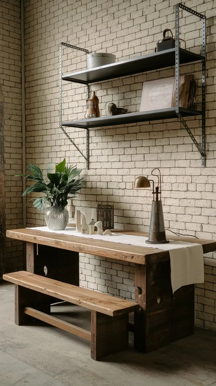 This stunning space seamlessly blends industrial farmhouse decor with warehouse style decor, showcasing the best of both worlds in industrial interior design.  The result is a unique and inviting farmhouse design ideas that's both rustic and refined.