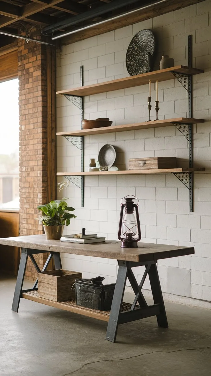 Industrial farmhouse decor at its finest! This warehouse style decor masterfully combines the warmth of farmhouse design ideas with the cool, industrial aesthetic, creating a truly unique and inviting interior.