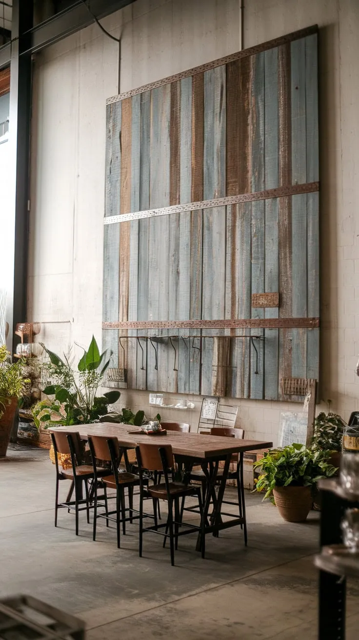 Industrial decor meets farmhouse charm in this breathtaking interior.  Warehouse style decor elements are expertly incorporated into a warm and inviting space, offering fresh farmhouse design ideas within the context of industrial interior design.