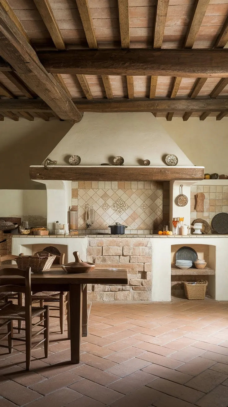Enchanting Tuscan farmhouse kitchen evokes Italian countryside charm