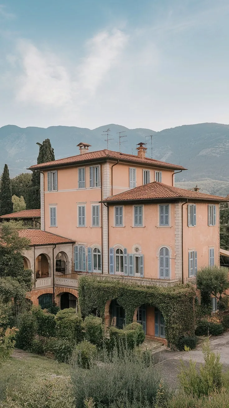 Northern Italy's idyllic villa, with its red roof and blue shutters, epitomizes a vibrant European summer