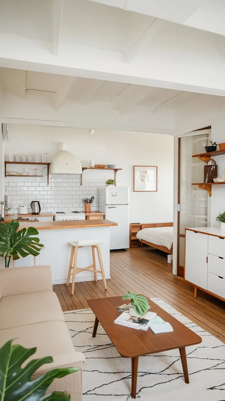 This Japandi apartment showcases a couple's dream aesthetic with cute decor ideas, blending open space vibes and stylish bedroom decor for a future apartment look.
