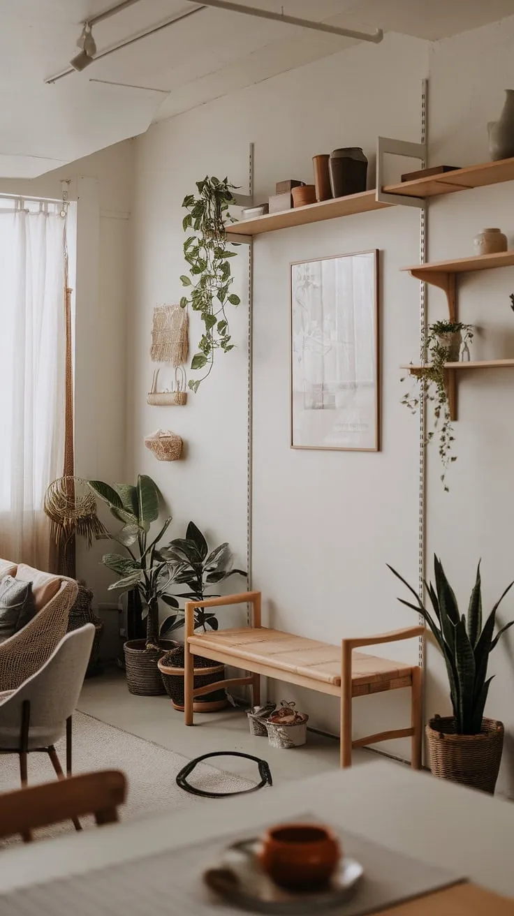 This dream apartment decor features wooden elements and plants, creating a charming atmosphere perfect for a couple's future apartment aesthetic.