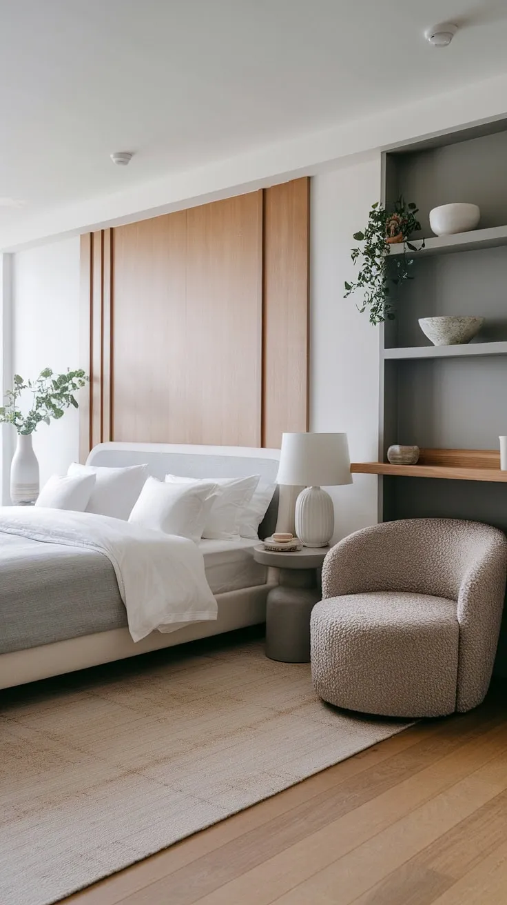 The dream apartment decor features a harmonious blend of gray and white elements, enhancing the couple apartment aesthetic with stylish touches and inviting bedroom decor.