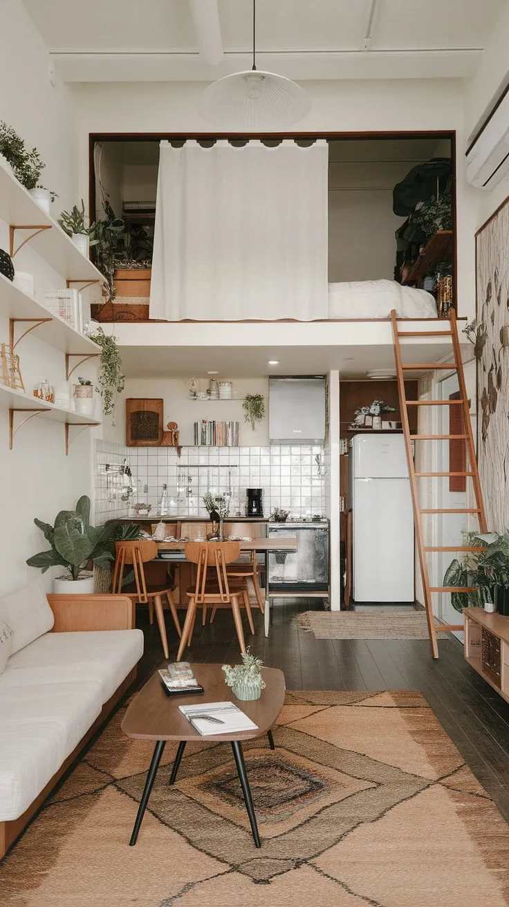 Featuring a cozy loft bedroom and stylish decor, this couple apartment aesthetic highlights the charm of cute apartment decor in a harmonious living space.