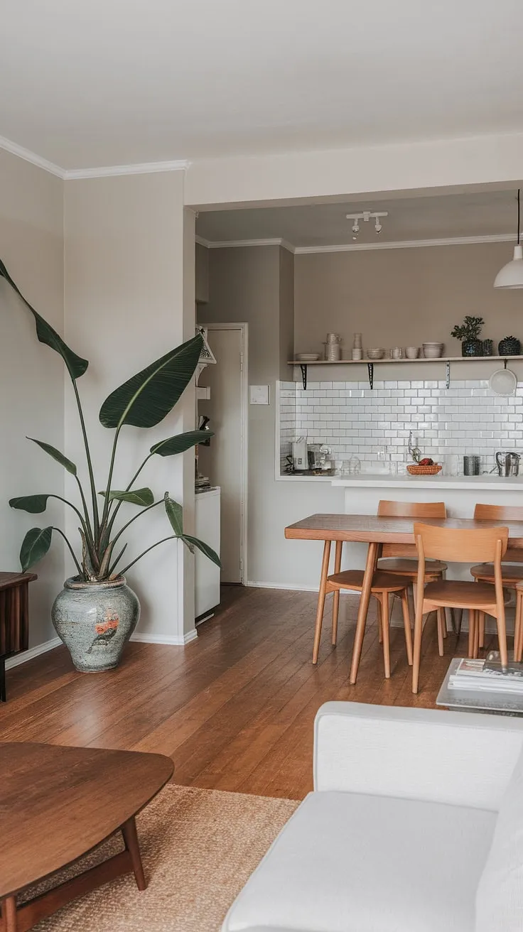 The couple's Japandi apartment combines cute decor ideas and an open space layout, creating a harmonious blend of bedroom decor and apartment aesthetic that inspires future apartment vibes.
