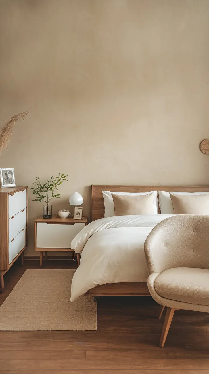 Redecorate your master bedroom with Japandi interior ideas, showcasing a harmonious blend of wooden elements and minimalist decor for a tranquil retreat.