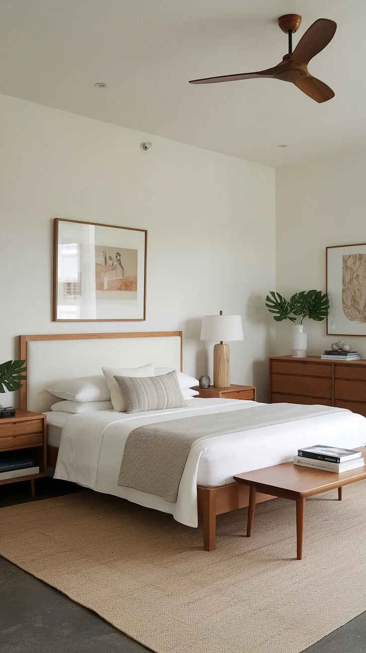 Redecorate your master bedroom with Japandi style, incorporating a queen bed, wooden furniture, and a touch of greenery for a chic minimalist decor that maximizes space.