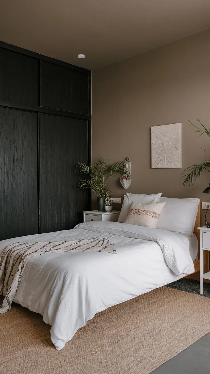 Transform your small bedroom into a stunning Japandi interior with minimalist decor, featuring a queen bed, sleek furniture, and calming accents for a stylish room makeover.