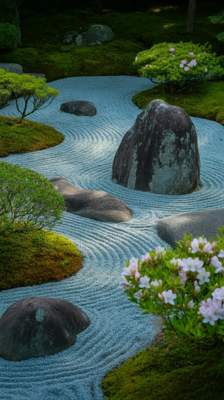 Whispers of Stone and Bloom in a Tranquil Zen Garden