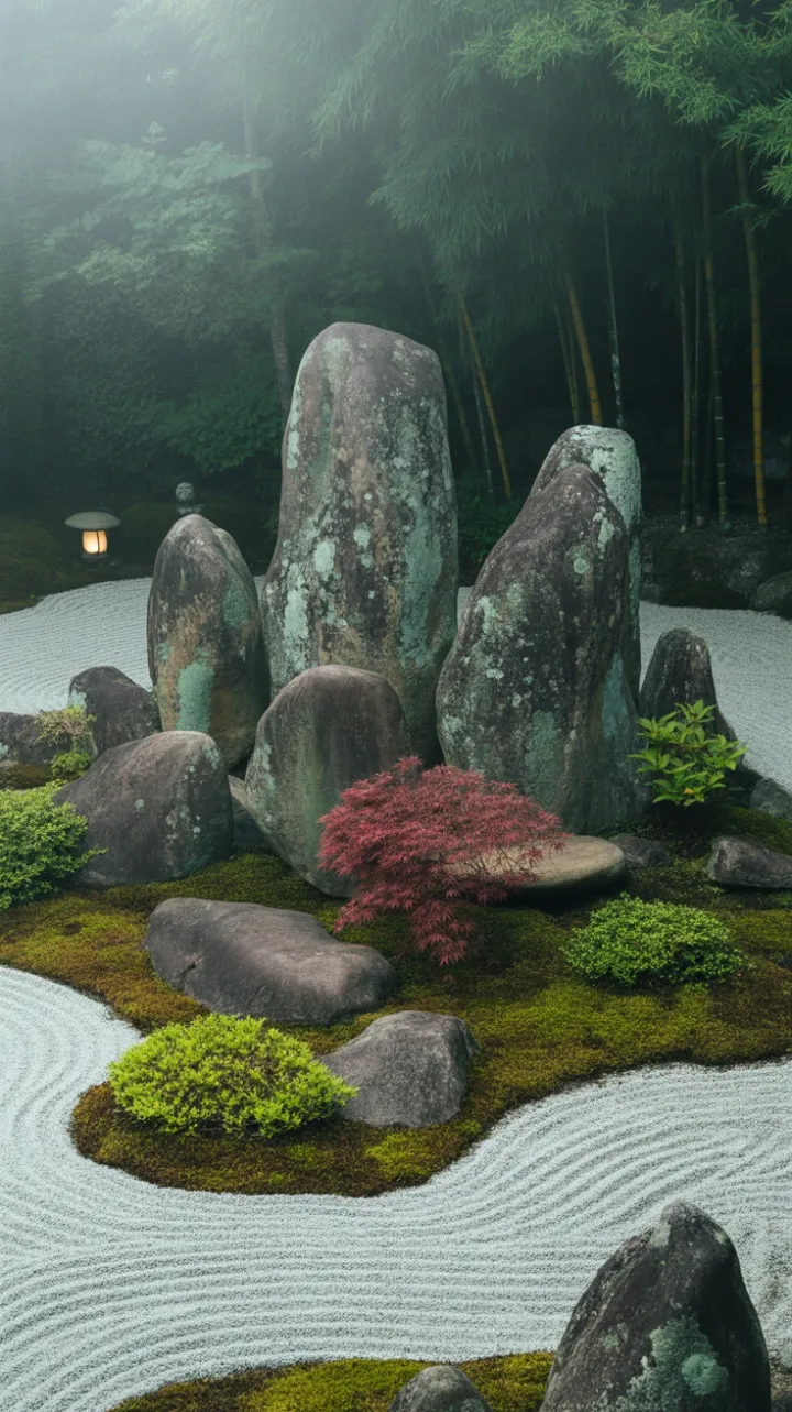 Moss-Kissed Islands in a Misty Zen Garden
