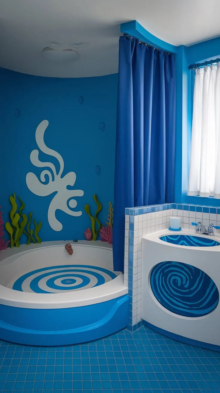 Transform your kid bathroom into an underwater wonderland! These bright fun bathroom ideas, featuring a charming under the sea theme, create a kids' bathroom that's both stylish and practical, perfect for shared bathroom ideas.