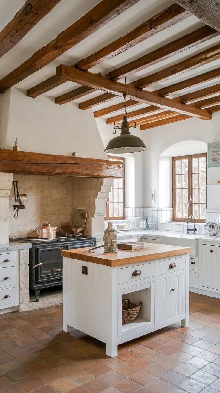 This kitchen's charming wainscoting, extending elegantly around the doorways, showcases the perfect wainscoting spacing.  Learn how to install wainscoting and achieve this look yourself – from how to wainscot a wall to DIY wainscoting entryway and hallway projects.  Discover how to hang art over wainscoting to complete the design.