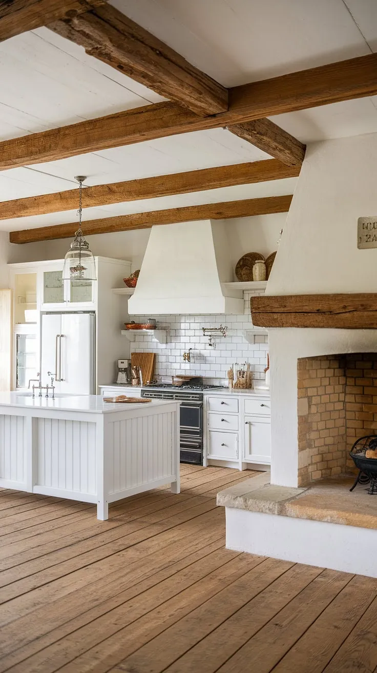 This kitchen's charm is elevated by the crisp white wainscoting, beautifully framing the doorways and adding architectural detail to the walls.  Learn how to install wainscoting yourself with a DIY approach, mastering wainscoting spacing and techniques for wainscoting around doorways, even in hallways and entryways.  See how the art above the wainscoting perfectly complements the design.  Discover how to wainscot a wall and create this timeless look in your own home.