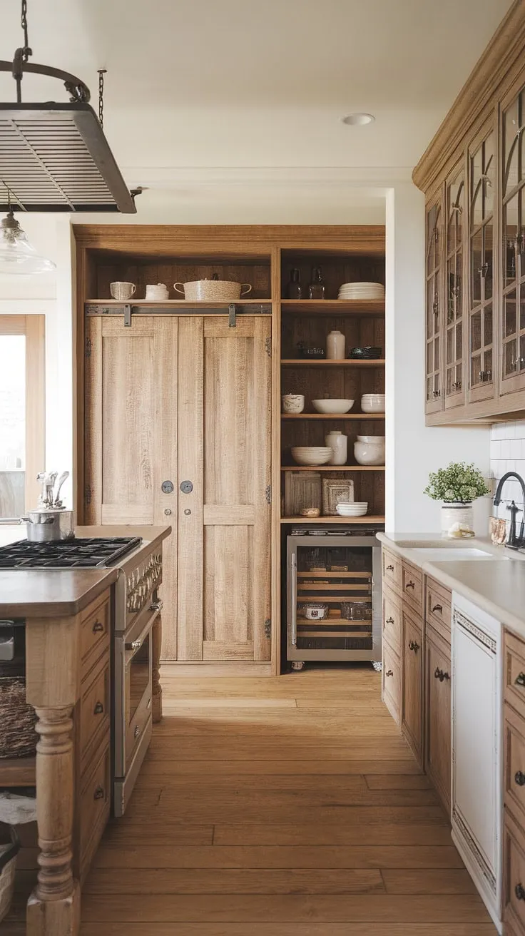 Farmhouse kitchen design goals achieved with this stunning kitchen appliance garage and ample kitchen pantry cabinets. The perfect blend of style and functionality.
