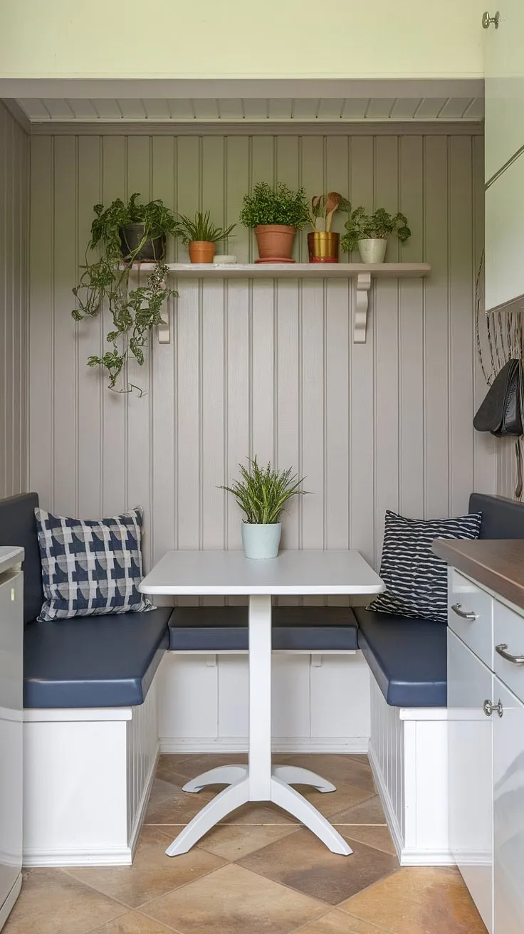 This white laundry room half bath combo is the ultimate laundry room inspiration.  The clever design maximizes space with room storage DIY solutions, proving that a laundry renovation can be both stylish and functional.  Even laundry powder storage is thoughtfully considered.