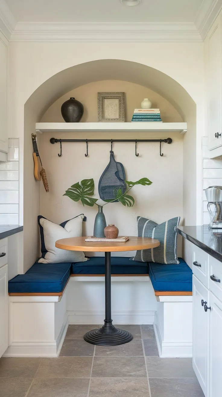 This laundry room half bath combo is the epitome of efficient design.  The white laundry room feels bright and airy, maximizing space with clever room storage DIY solutions.  A laundry renovation dream come true, this space seamlessly blends functionality with style, proving that a bathroom laundry combo can be both practical and beautiful.  The perfect spot to keep your laundry powder and enjoy a little extra room.