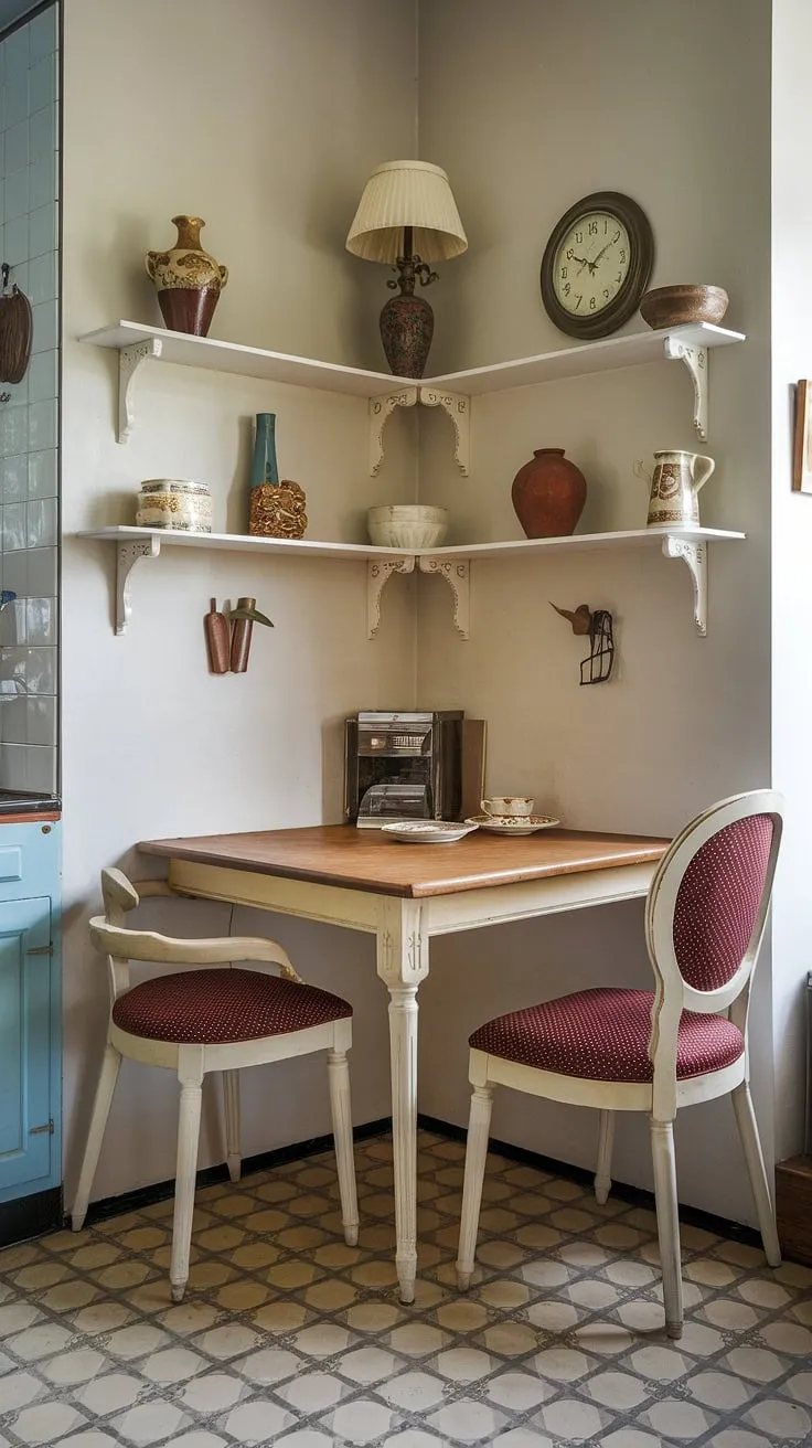 Step back in time with this charming vintage breakfast nook.  The narrow breakfast nook, complete with a nook corner table and cozy maroon breakfast nook seating, offers the perfect spot for morning coffee and quiet contemplation. This kitchen nook, brimming with kitchen nook ideas, showcases how a small breakfast nook area can be both stylish and functional.  Its dining nook design is a testament to the enduring appeal of vintage charm.