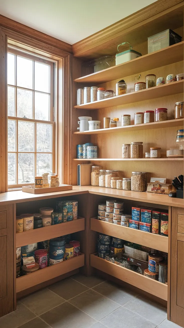 This dreamy kitchen larder, complete with a beautiful larder cupboard, is the epitome of kitchen pantry design.  Note the clever use of space and the abundance of pantry ideas, all contributing to a stunning kitchen pantry that's both practical and visually appealing.  Get inspired by this kitchen cabinet storage solution and discover the latest kitchen trends.