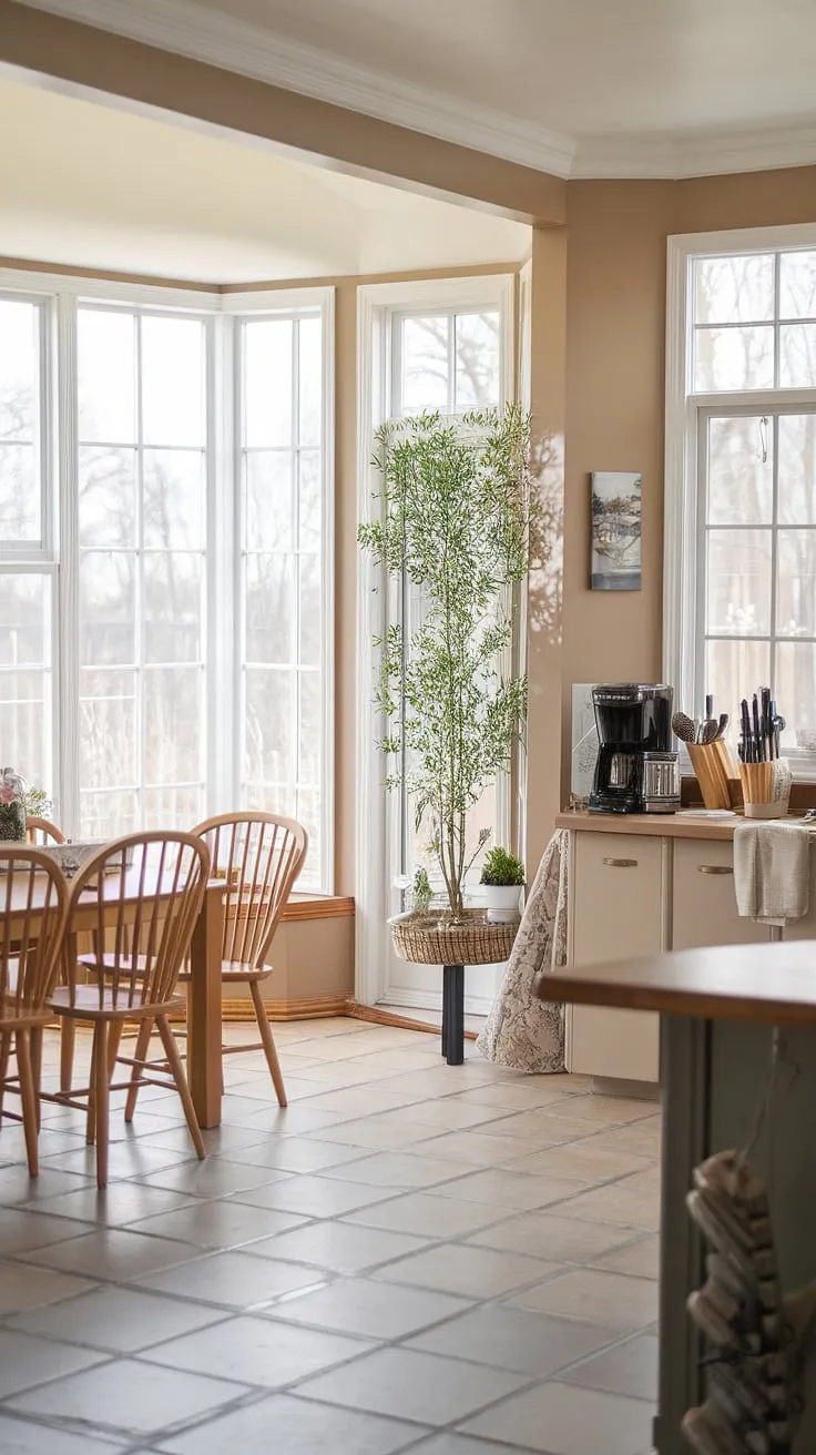 This sunroom dining room is the epitome of sunroom dining, a bright and airy space perfect for everyday meals and special occasions.  The transitional decor creates a sophisticated yet comfortable atmosphere, making it a prime example of sunroom designs and inspiring sunroom dining room ideas.  Definitely house goals.