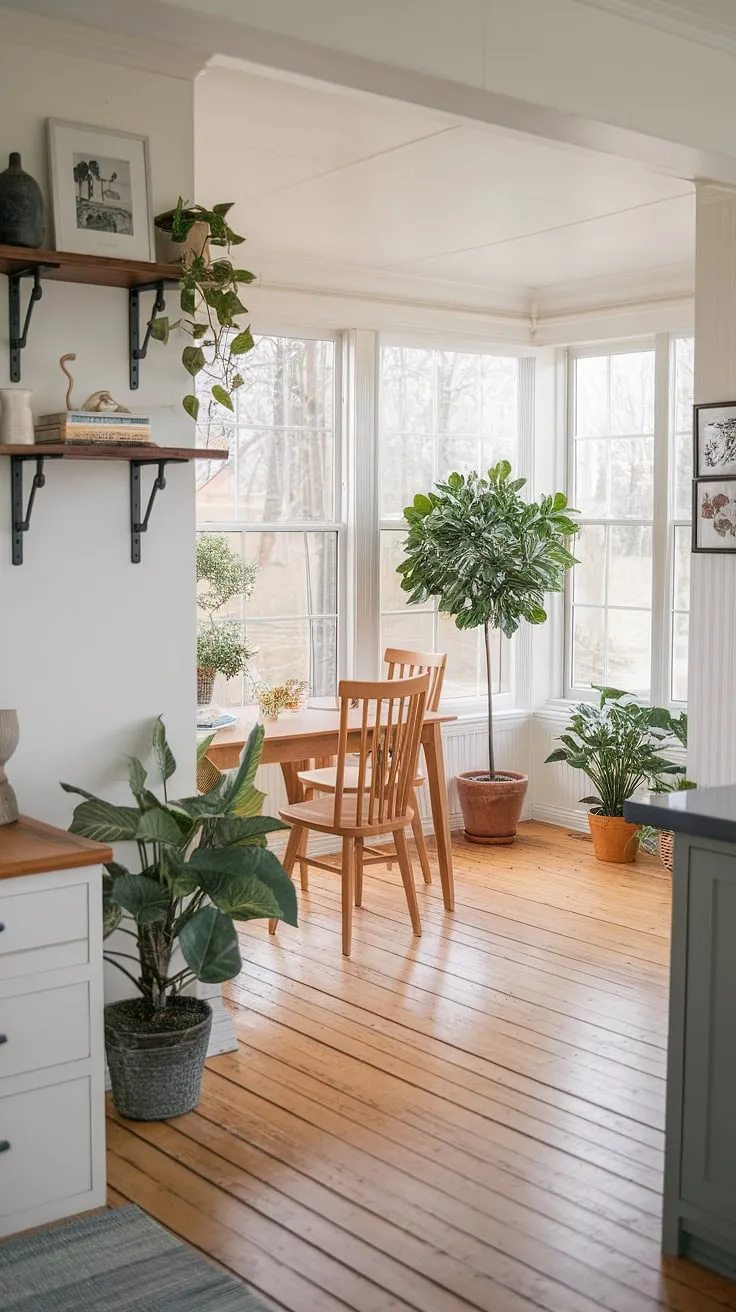 Sunlight streams into this dreamy kitchen sunroom, perfectly embodying transitional decor.  The sunroom dining area, a haven of warmth and style, offers endless sunroom dining ideas.  These sunroom designs are pure house goals.