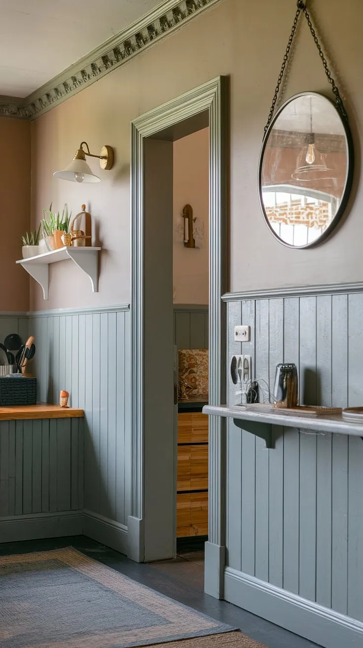 This kitchen's charming wainscoting, extending elegantly around the doorway, adds instant character.  Learn how to install wainscoting yourself with a DIY approach – from mastering wainscoting spacing to hanging art over wainscoting, we've got you covered.  This project is perfect for a wainscot a wall, even in hallways or entryways, transforming any space.