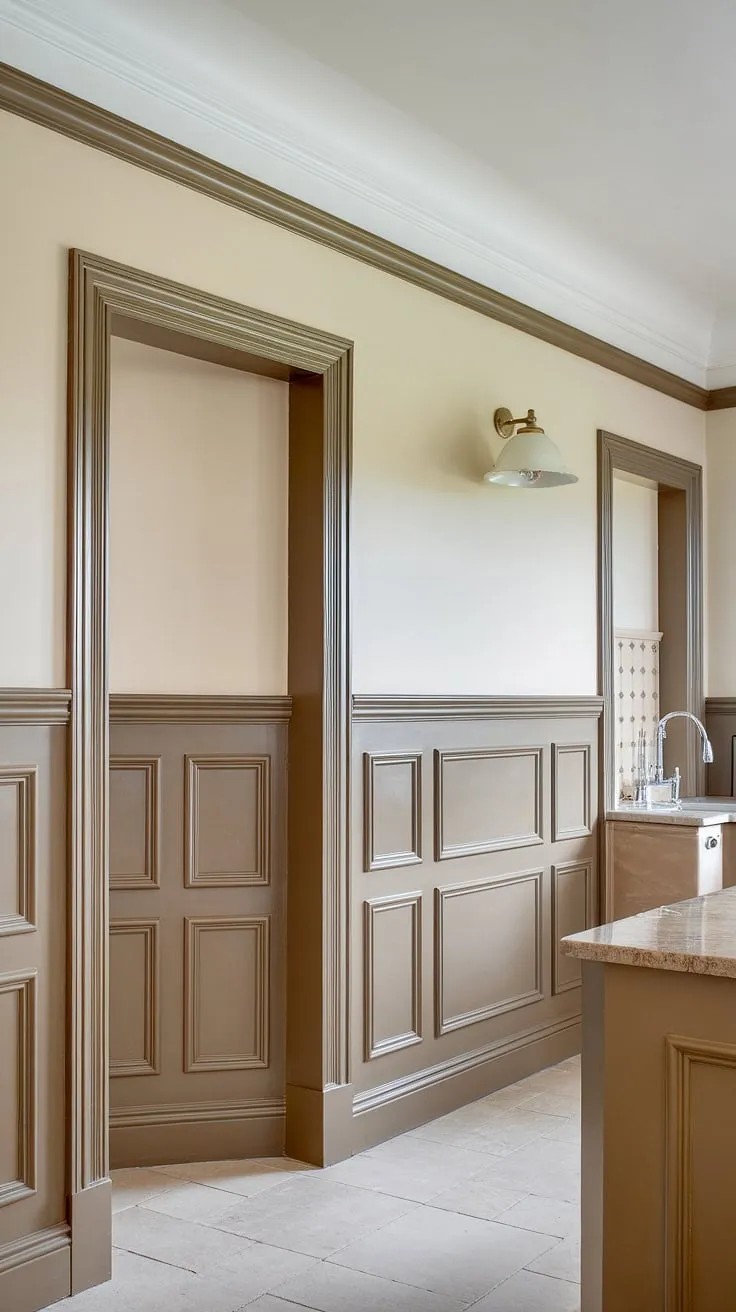 This kitchen's transformation is all about the stunning wainscoting!  From the perfectly spaced panels and seamless installation around doorways to the way it extends all the way to the ceiling, it's a masterclass in how to install wainscoting.  Thinking of adding wainscoting to your own space?  This project showcases how to wainscot a wall, offering inspiration for a DIY wainscoting entryway, hallway, or even a whole room.  Learn more about wainscoting spacing and discover how to hang art over wainscoting to complete the look.