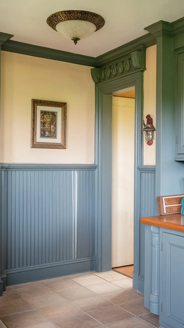 This kitchen's stunning wainscoting, extending elegantly around the doorway and up the wall, is a testament to the transformative power of DIY.  Learn how to install wainscoting, including tips on wainscoting spacing and wainscoting around doorways, to achieve this look yourself.  From wainscoting a wall to creating a stunning DIY wainscoting entryway or even a DIY wainscoting hallway, the possibilities are endless.  And see how easily we hung art over the wainscoting for the perfect finishing touch.