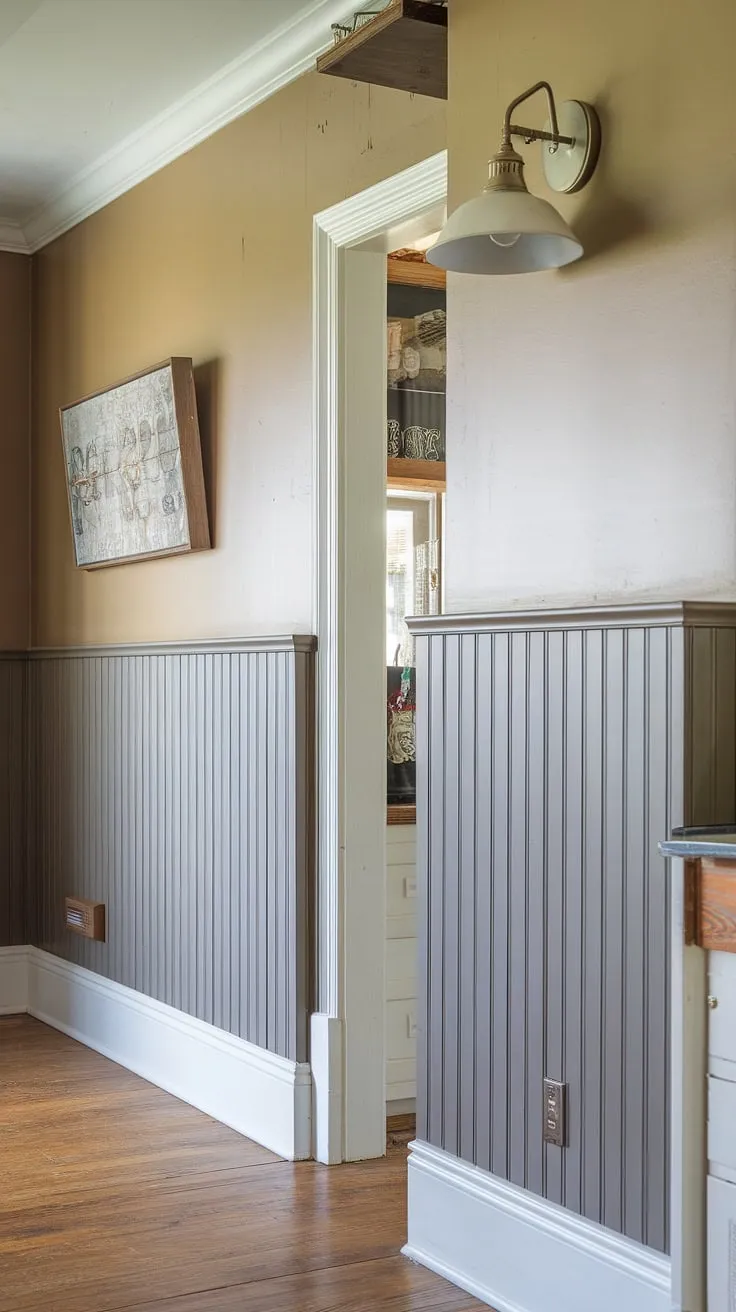 Transform your kitchen with the classic elegance of beadboard wainscoting. This DIY wainscoting project demonstrates how to wainscot a wall, including the subtle art of wainscoting spacing and installing it around doorways.  Discover how to hang art over wainscoting to complete the look, whether it's in your kitchen, hallway, or entryway.  Learn the secrets to a successful DIY wainscoting installation.